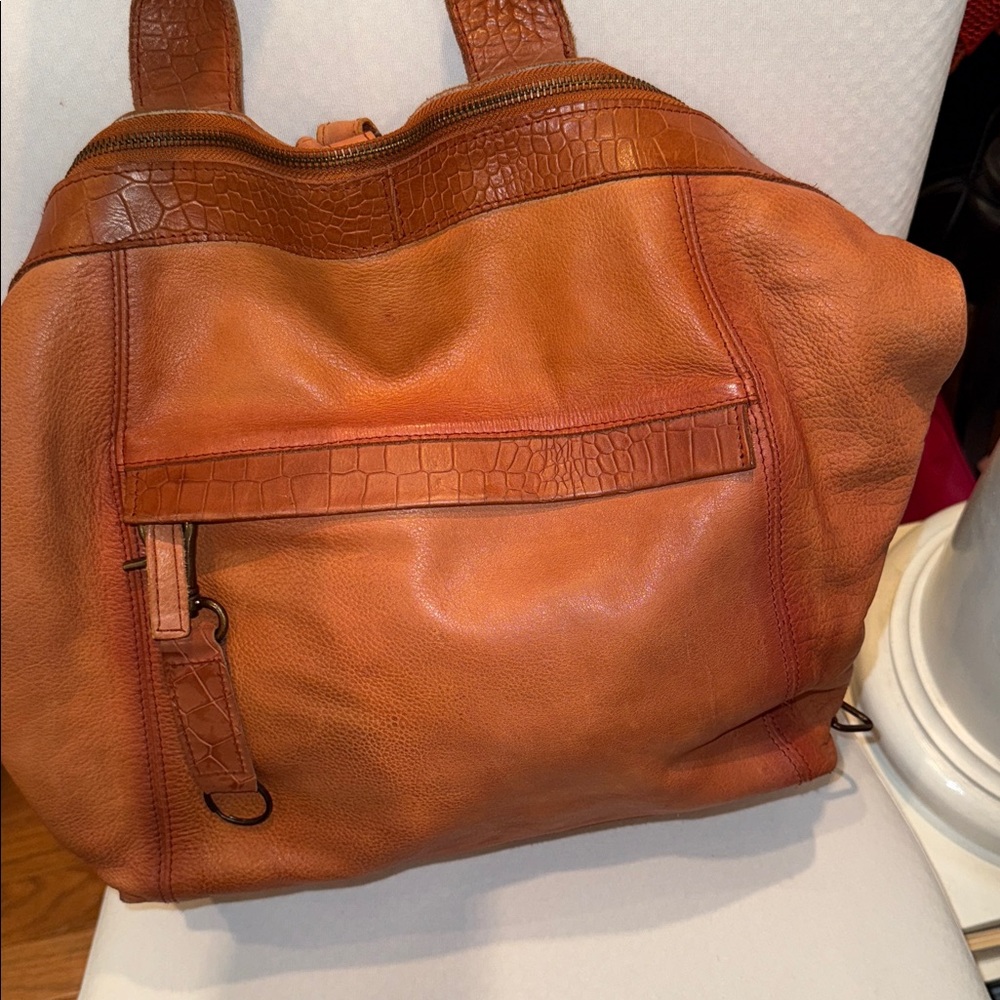 Free People Joey distressed Tan Leather Women's Backpack - Picture 2 of 6
